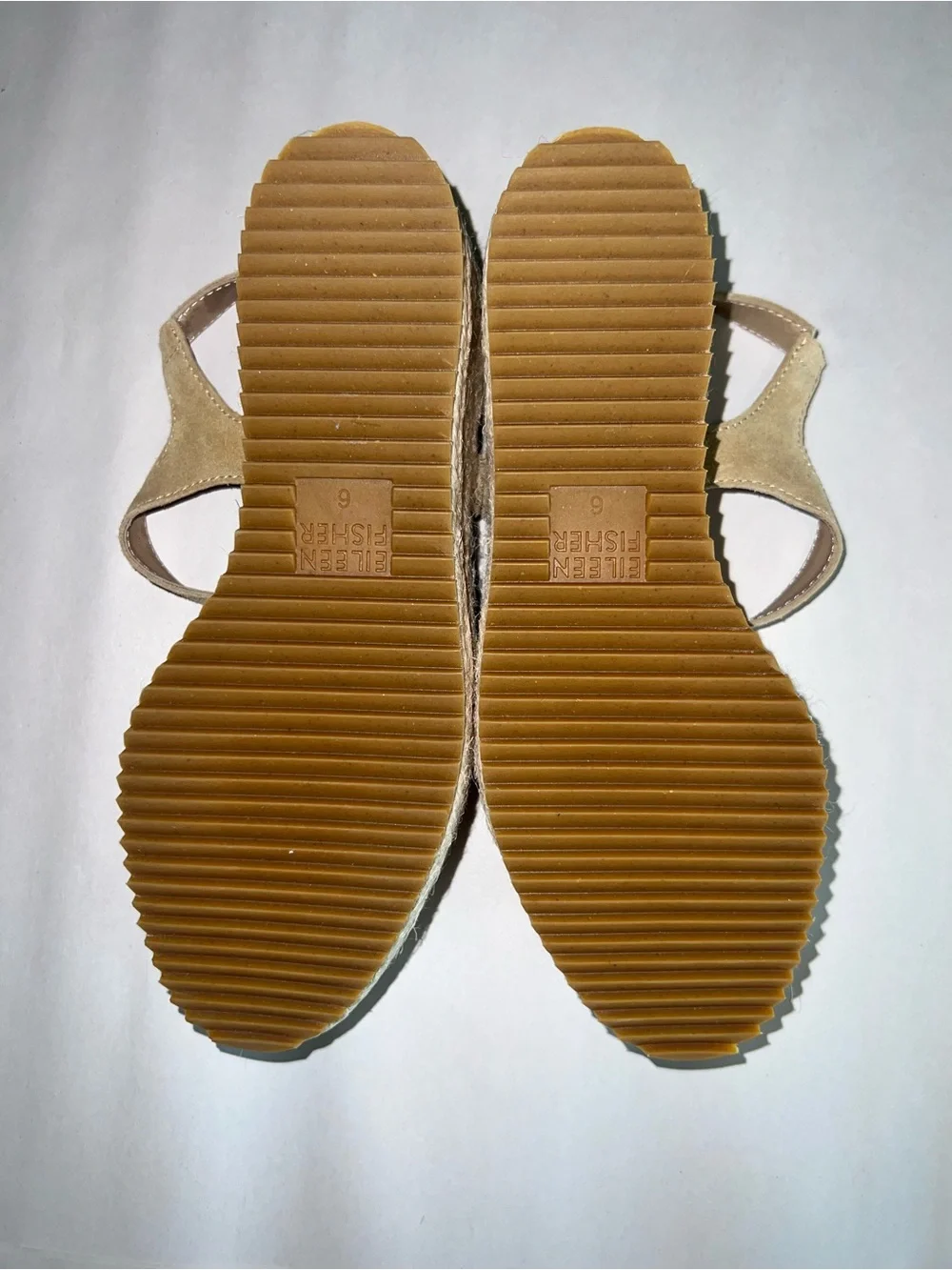 Eileen Fisher Nessa espadrille wedge sandals in tan suede
